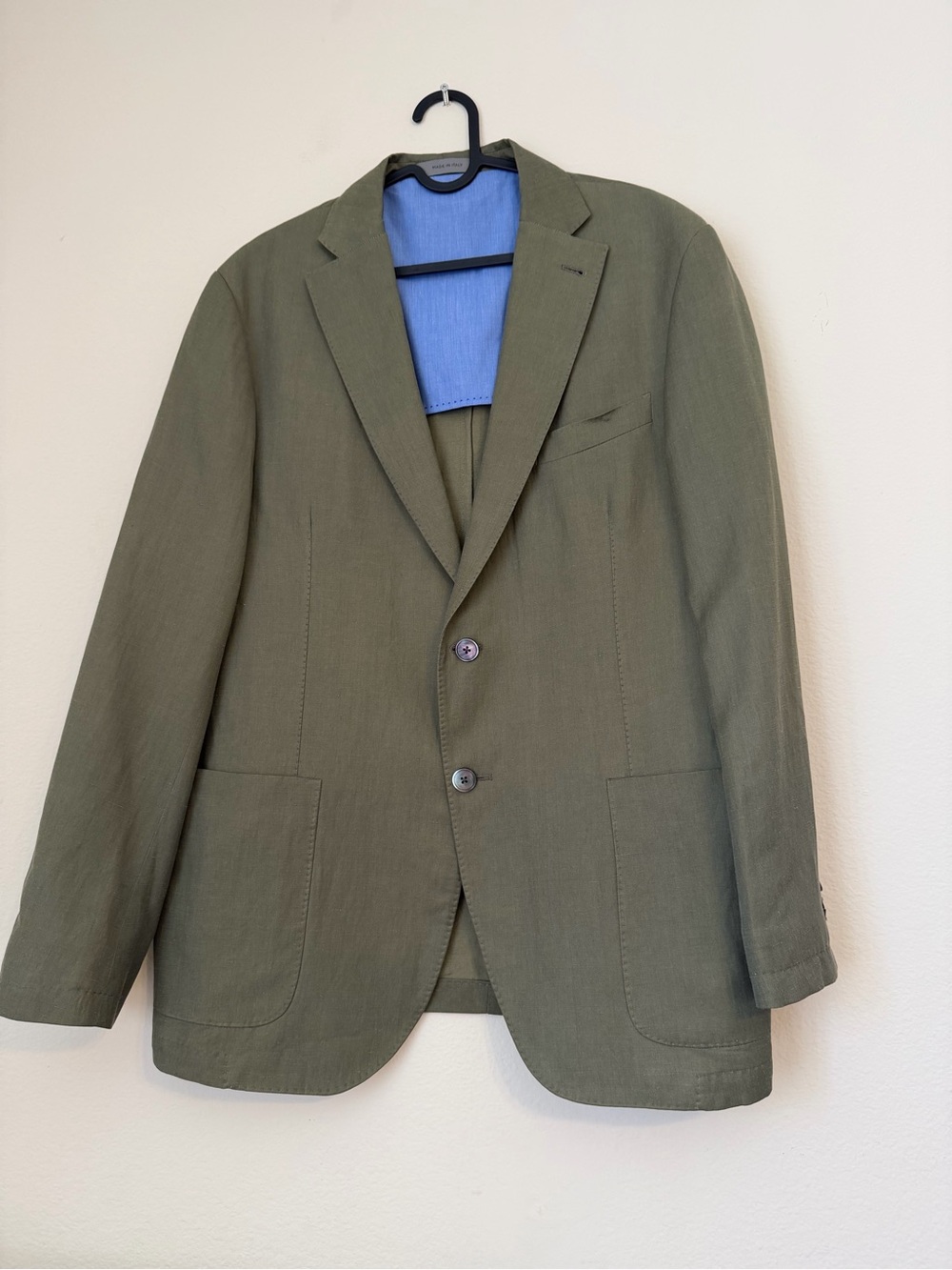 Corneliani Italy Olive Green Linen Silk Sport Coat Blazer 54 EU 44R XL